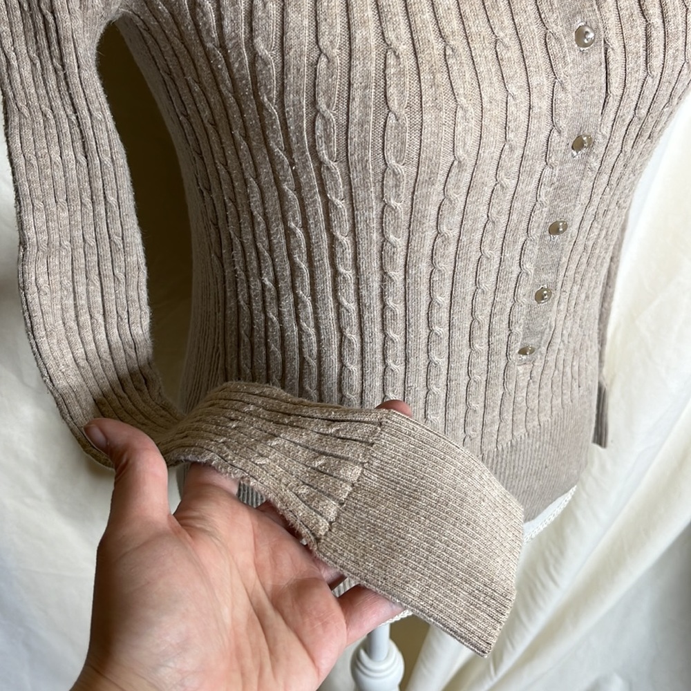 Apt. 9 Tan Button Sweater, New, Ps - image 4